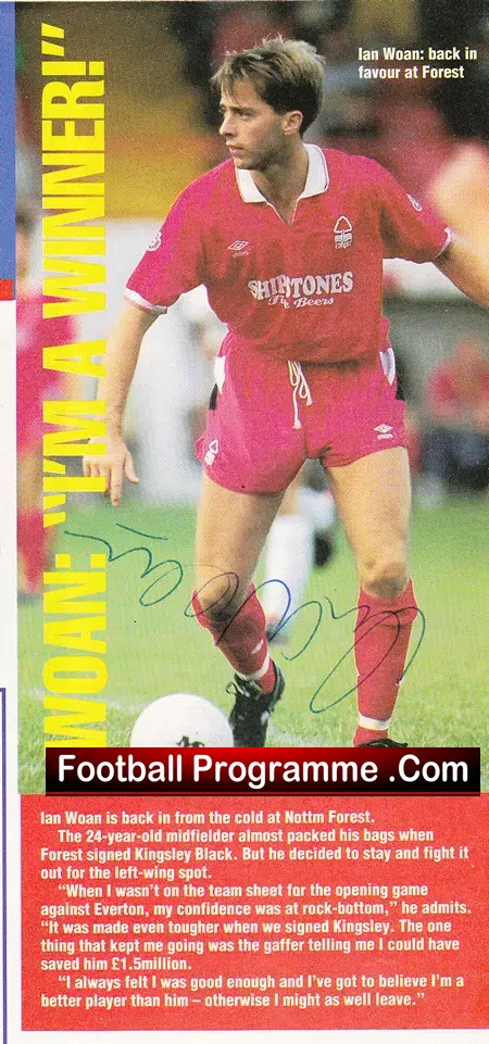 Nottingham Forest Ian Woan Signed Picture Autograph Poster