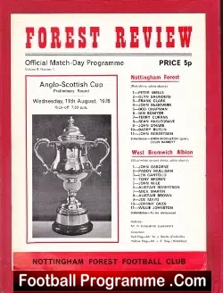 Nottingham Forest v WBA 1976 – Anglo Scottish Cup