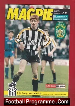 Notts County v Manchester United 1992 - football programme
