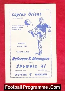 Referees + Managers v Showbiz X1 1960 - Sean Connery - football programme