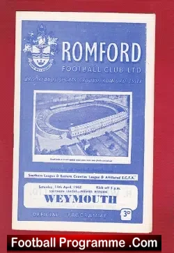 Romford v Weymouth 1962 - football programme