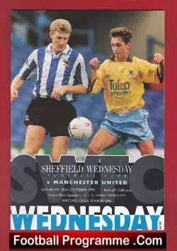 Sheffield Wednesday v Manchester United 1991 - football programme