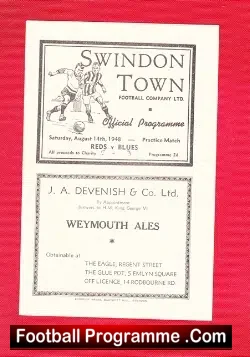 Swindon Town Reds v Blues 1948 – Practice Match
