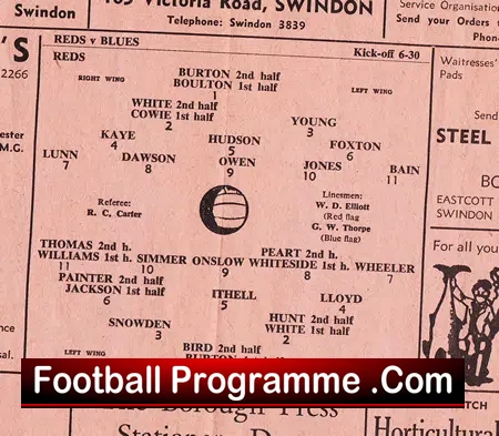 Swindon Town Reds v Blues 1949 – Practice Match