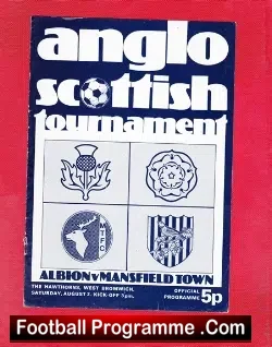 West Bromwich Albion v Mansfield Town 1975 - Anglo Scottish Cup - football programme