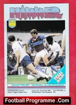 West Ham United v Manchester United 1983 - football programme