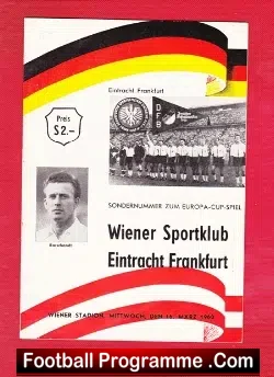 Wiener Sport v Eintracht Frankfurt 1960 European Cup Q Final - football programme
