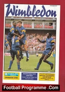 Wimbledon v Manchester United 1991 - football programme