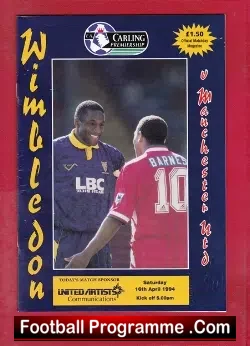 Wimbledon v Manchester United 1994 - football programme