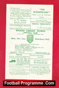 Wood Green Town v Kingsbury Town 1964