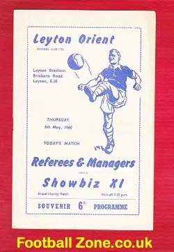 Leyton Orient v Showbiz X1 1960 – Multi Autographed Signed