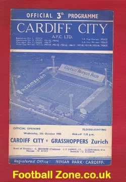 Cardiff City v Grasshoppers 1960 - Zurich - Floodlights Opening