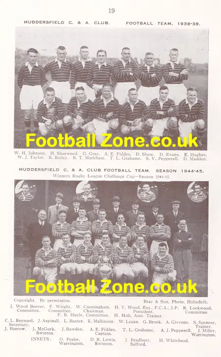 Huddersfield Rugby 1921 - 1946 - Fartown Supporters Book