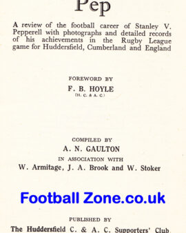 Huddersfield Rugby Stanley Pepperell PEP  Review Booklet 1947