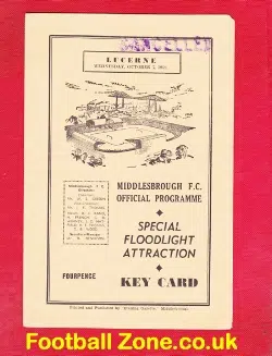 Middlesbrough v Lucerne 1959 – Friendly Match – Switzerland