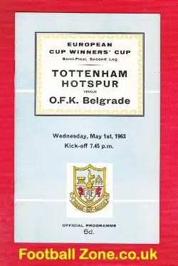 Tottenham Hotspur v OFK Belgrade 1963 – ECWC Semi Final