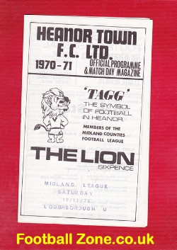 Heanor Town v Loughborough United 1970 + Stats Sheet