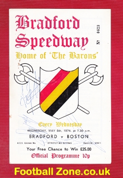 Bradford Speedway v Boston 1974 – Multi Autographs