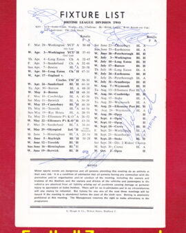 Bradford Speedway v Teesside 1974 – Multi Autographed