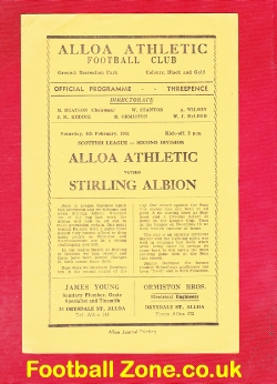 Alloa Athletic v Stirling Albion 1961