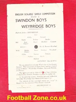 Swindon v Weybridge 1950s - Schoolboys Match