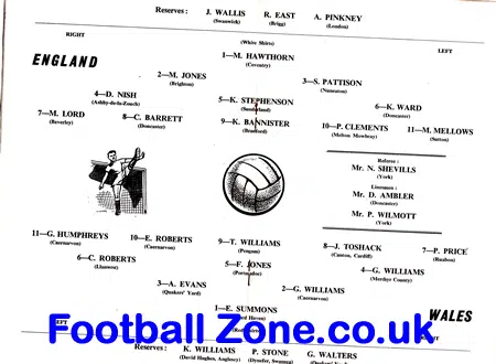 England v Wales 1965 – Schools at Leeds United