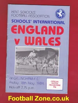 England v Wales 1984 - Schoolboys at Gillingham