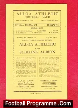 Alloa Athletic v Stirling Albion 1961 - football programme