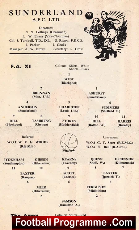 Army v FA XI 1961 – at Sunderland