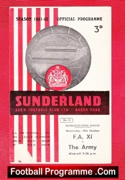 Army v FA XI 1961 – at Sunderland