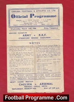 Army v Royal Air Force RAF 1946 – at Chelsea + Matthews + Wright