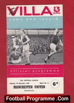 Aston Villa v Manchester United 1966 - football programme