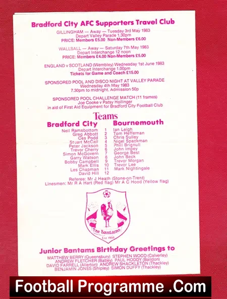 Bradford City v Bournemouth 1983 – George Best