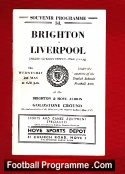 Brighton v Liverpool 1956 – Schoolboys English Trophy Match