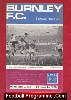 Burnley v Manchester United 1969 - football programme