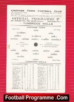 Chatham Town v Tunbridge Wells 1956 – Single Sheet