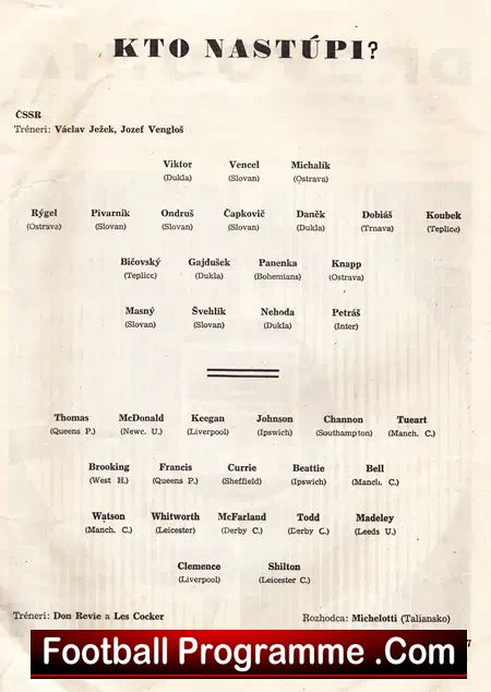 Czechoslovakia v England 1975