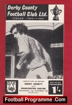 Derby County v Manchester United 1969 - LC - football programme