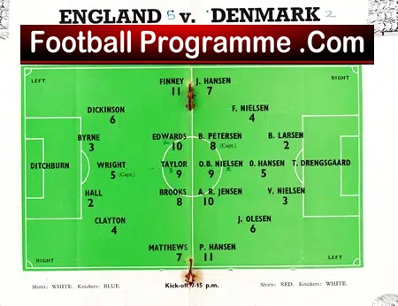 England v Denmark 1956 – Duncan Edwards + Busby Babes