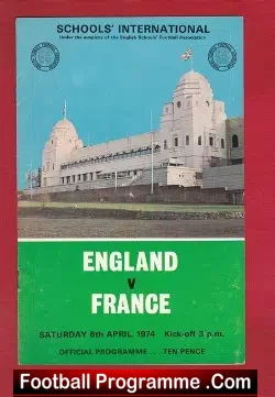 England v France 1974 – Wembley Schoolboys Match