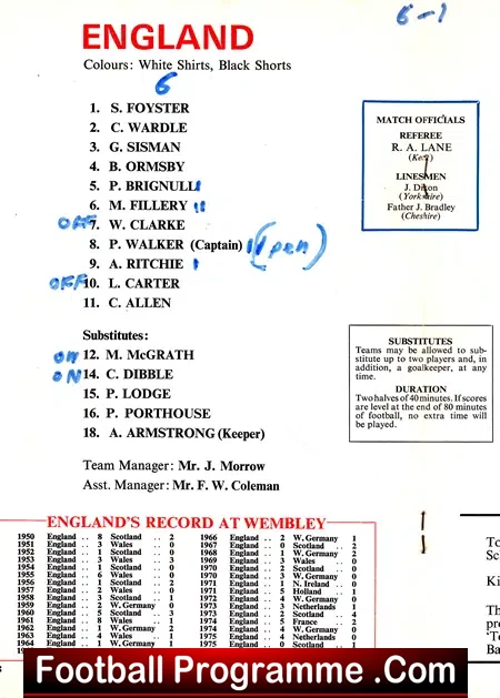 England v France 1976 – Wembley Schoolboys Football