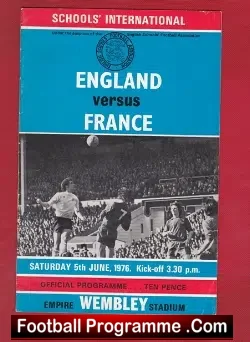 England v France 1976 – Wembley Schoolboys Football