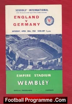 England v Germany 1962 – Wembley Schoolboys