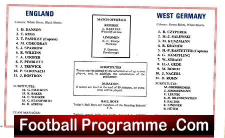 England v Germany 1972 – Wembley Schoolboys