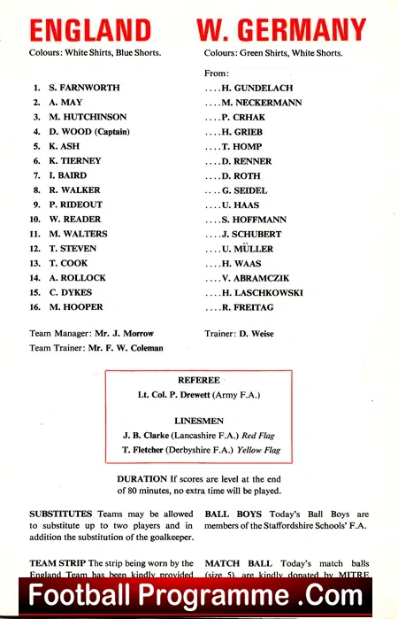 England v Germany 1979 – Wembley Schoolboys