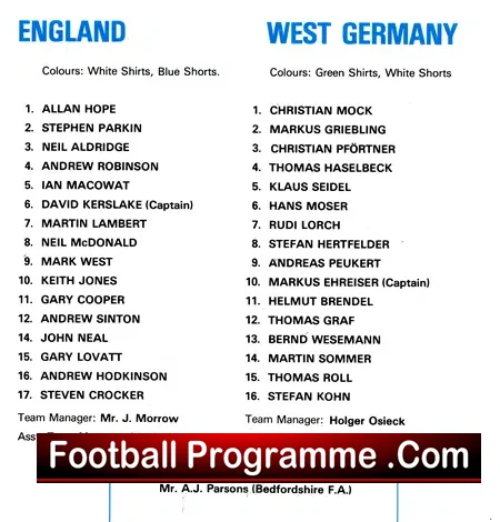 England v Germany 1981 – Wembley Schoolboys