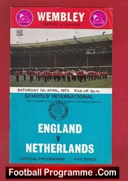 England v Holland 1973 – Schoolboys Match at Wembley