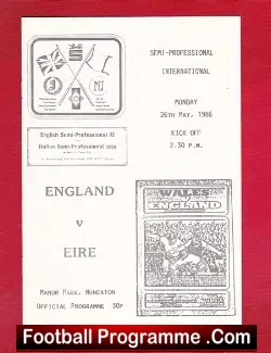 England v Ireland 1986 – Semi Professional at Nuneaton