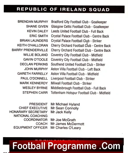 England v Ireland 1993 – Under 18 – U18 Match Vale Park Stoke