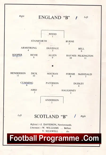 England v Scotland 1954 - B International at Sunderland